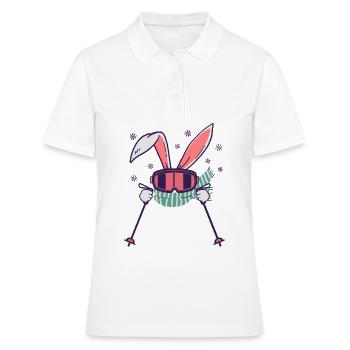 Lapin de ski avec bâtons de ski Lunettes de ski et écharpe - Polo Femme - blanc - Devant - Ailine (174cm)