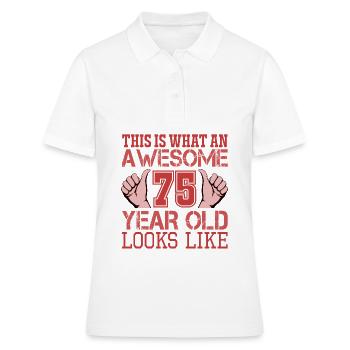 75 ans anniversaire anniversaire 75 citations d’anniversaire - Polo Femme - blanc - Devant - Ailine (174cm)