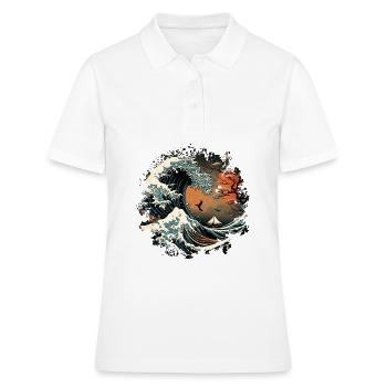 La vague japonaise, la Grande Vague de Kanagawa - Polo Femme - blanc - Devant - Ailine (174cm)
