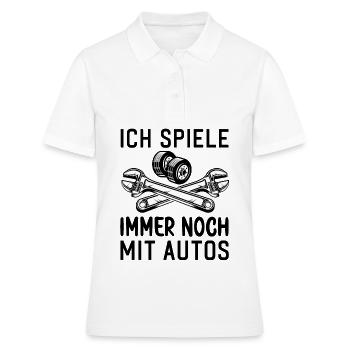 Ich spiele immer noch mit Autos KFZ Auto Sprüche - Frauen Polo Shirt - Weiß - Vorne - Ailine (174cm)
