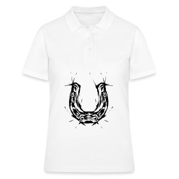 Cheval cavalier en fer à cheval - Polo Femme - blanc - Devant - Ailine (174cm)