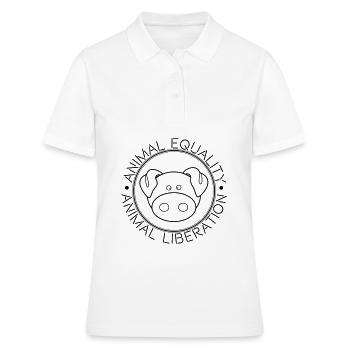 ÉGALITÉ ANIMALE LIBÉRATION ANIMALE - Polo Femme - blanc - Devant - Ailine (174cm)