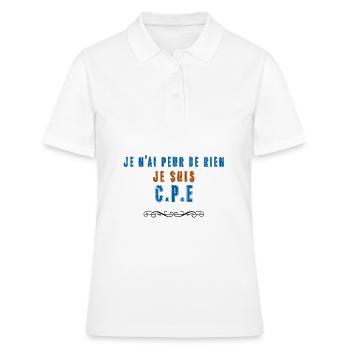 Je n'ai peur de rien je suis cpe - Polo Femme - blanc - Devant - Ailine (174cm)