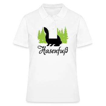 "Hasenfuß: Charmant schüchtern" - Frauen Polo Shirt - Weiß - Vorne - Ailine (174cm)