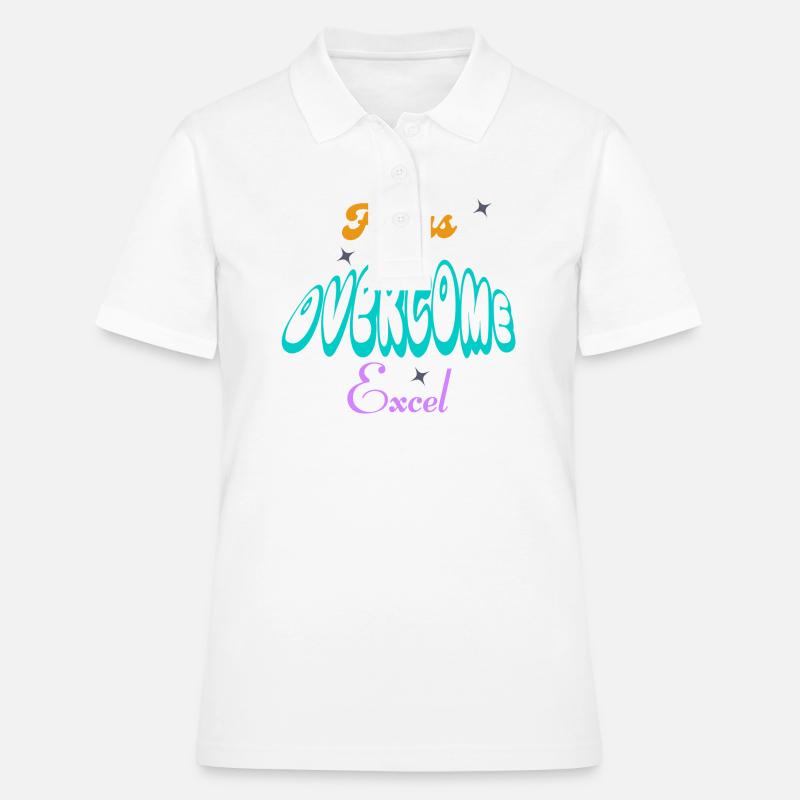 Fucus, Overcome, Excel typography - Women's Polo Shirt - white