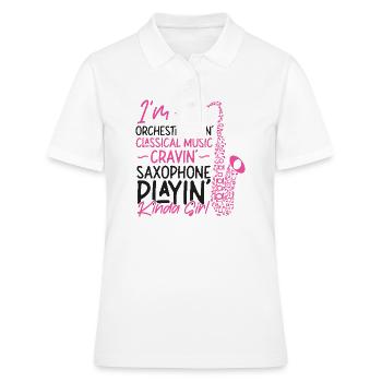 Saxophone I'm A Orchestra Lovin' - Frauen Polo Shirt - Weiß - Vorne - Ailine (174cm)