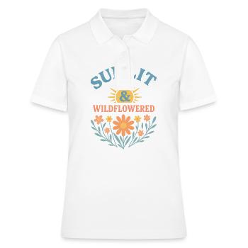 Sunlit Wildflowered Floral Motif Summer Bohemian - Women's Polo Shirt - white - Front - Ailine (174cm)