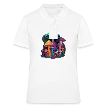 TRIPPY MUSHROOMS - Frauen Polo Shirt - Weiß - Vorne - Ailine (174cm)