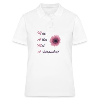 Mama macht alles mit Achtsamkeit - Frauen Polo Shirt - Weiß - Vorne - Ailine (174cm)