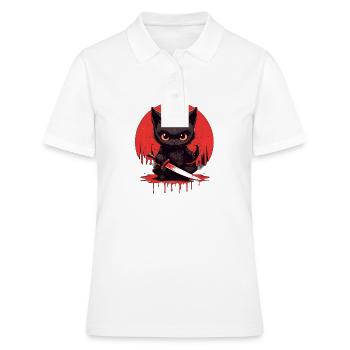 Blutrünstige Schwarze Katze - Frauen Polo Shirt - Weiß - Vorne - Ailine (174cm)