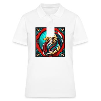 Dragon - Médiéval - Asie - Dragon chinois - Japon - Polo Femme - blanc - Devant - Ailine (174cm)