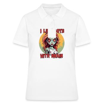 Zombie - I LIKE BOYS WITH BRAIN - Frauen Polo Shirt - Weiß - Vorne - Ailine (174cm)