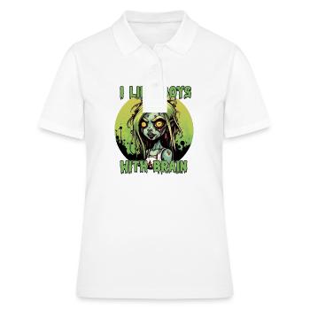 Zombie - I LIKE BOYS WITH BRAIN - Frauen Polo Shirt - Weiß - Vorne - Ailine (174cm)
