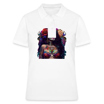 Pretty Dia de Muertos - Polo Femme - blanc - Devant - Ailine (174cm)