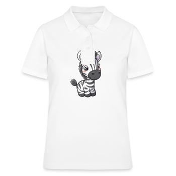 Comic Style Kawaii Zebra Stickers – Isolated - Women's Polo Shirt - white - Front - Ailine (174cm)