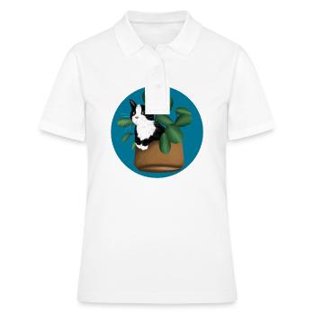 Freche Katze im Blumentopf Blumen Katzenliebhaber - Frauen Polo Shirt - Weiß - Vorne - Ailine (174cm)