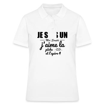 ICH BIN EIN EINFACHER KERL, ICH MAG ANGELN UND APERITIFS - Frauen Polo Shirt - Weiß - Vorne - Ailine (174cm)