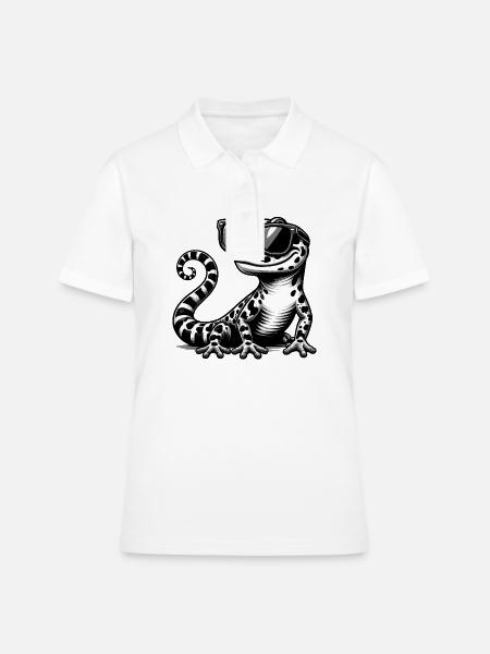 Lézard avec des lunettes de soleil - Polo Femme - blanc