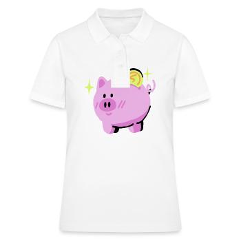 Geld Sparschwein - Frauen Polo Shirt - Weiß - Vorne - Ailine (174cm)