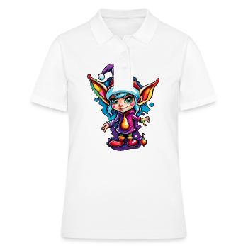 Diablotin / Nain / Fée / Noël / Elfe - Polo Femme - blanc - Devant - Ailine (174cm)