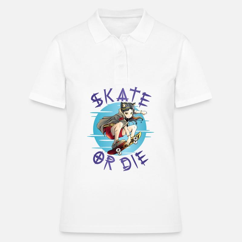 Skate oder stirb Skateboarder Anime Mädchen - Frauen Polo Shirt - Weiß