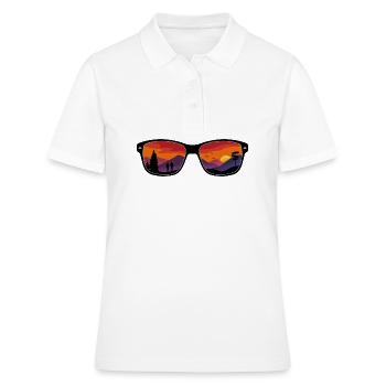 Montagnes au coucher du soleil – Wanderlust - Polo Femme - blanc - Devant - Ailine (174cm)