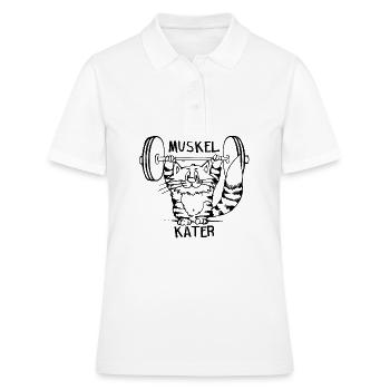 Cadeau de chat musculaire - Polo Femme - blanc - Devant - Ailine (174cm)