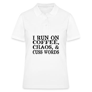 Je cours sur le café Chaos et Cuss Mots disant - Polo Femme - blanc - Devant - Ailine (174cm)