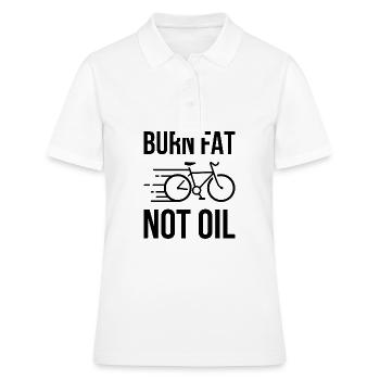 Cadeau de protection de l'environnement de bicyclette Burn Fat Not Oil - Polo Femme - blanc - Devant - Ailine (174cm)