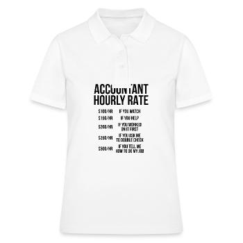 Comptable taux horaire cadeau comptable - Polo Femme - blanc - Devant - Ailine (174cm)