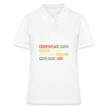 Lieu de naissance Earth Race Human Anti Racism - Polo Femme - blanc - Devant - Ailine (174cm)