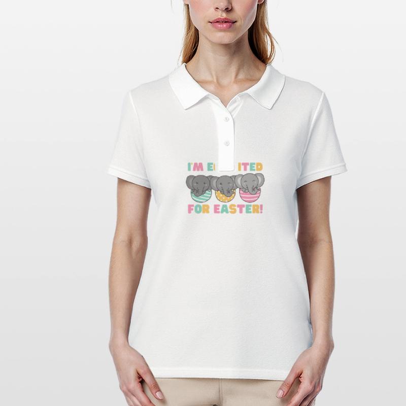 cute elephants at Easter with Easter eggs elephant Women's Polo Shirt