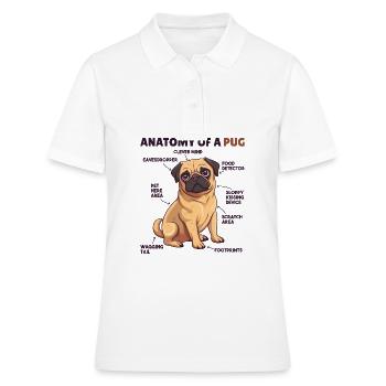 Explication du chien Anatomie d’un carlin - Polo Femme - blanc - Devant - Ailine (174cm)