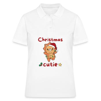 Triceratops Weihnachten Dinos Noël Cutie - Polo Femme - blanc - Devant - Ailine (174cm)