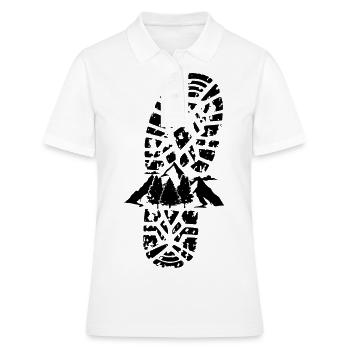Berge und Wanderschuh Abdruck - - Frauen Polo Shirt - Weiß - Vorne - Ailine (174cm)