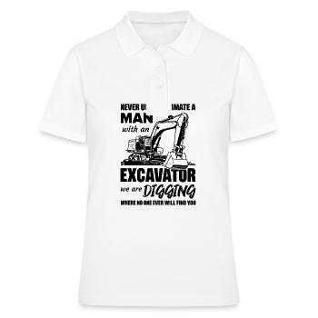 Never underestimate a man with an excavator - Polo Femme - blanc - Devant - Ailine (174cm)