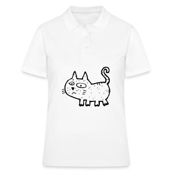Chat croquis noir et blanc - Polo Femme - blanc - Devant - Ailine (174cm)