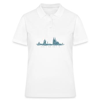 Köln am Rhein Kölner Skyline (Vintage Blau) - Frauen Polo Shirt - Weiß - Vorne - Ailine (174cm)