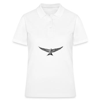 Oiseau gris en vol monochrome - Polo Femme - blanc - Devant - Ailine (174cm)