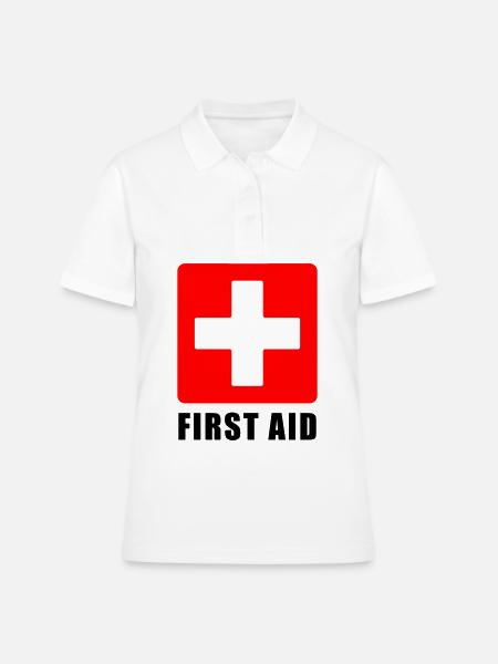 Icône vectorielle de panneaux de sécurité croisés médicales de premiers secours - Polo Femme - blanc