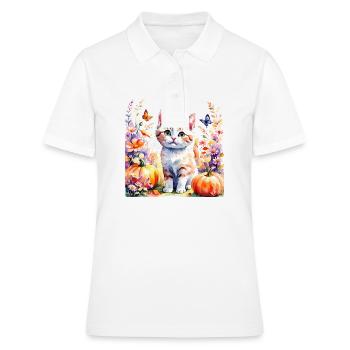 Autumn wildflower composition, with kitten - Women's Polo Shirt - white - Front - Ailine (174cm)