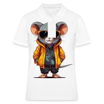 Urban Rodent: Streetwise Mouse Vibes - Polo Femme - blanc - Devant - Ailine (174cm)