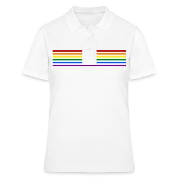 Rainbow Stripes - Frauen Polo Shirt - Weiß - Vorne - Ailine (174cm)