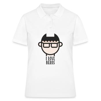 J'adore les nerds / freaks, les informaticiens, les informaticiens - Polo Femme - blanc - Devant - Ailine (174cm)