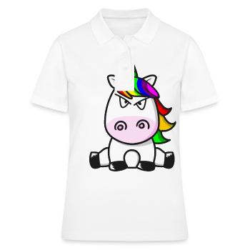 Je déteste les gens La licorne douce Mauvais regard - Polo Femme - blanc - Devant - Ailine (174cm)