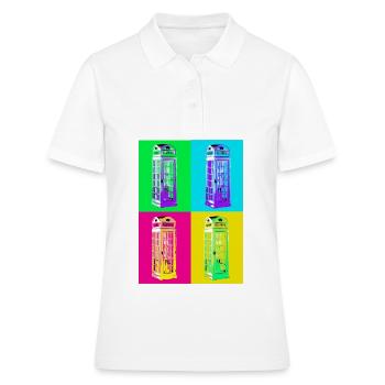 Multicolored Pop Art Phone Booth - Women's Polo Shirt - white - Front - Ailine (174cm)