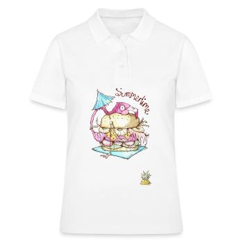 Flamingo Burger - Été - Polo Femme - blanc - Devant - Ailine (174cm)