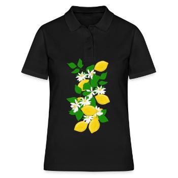Zitronen, Zweig, Blüten - Frauen Polo Shirt - Schwarz - Vorne - Ailine (174cm)