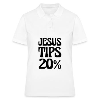 Jésus donne 20% Soyez gentil avec la serveuse - Polo Femme - blanc - Devant - Ailine (174cm)