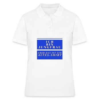 Ich bin jungfrau aber das ist ein altes shirt - Frauen Polo Shirt - Weiß - Vorne - Ailine (174cm)